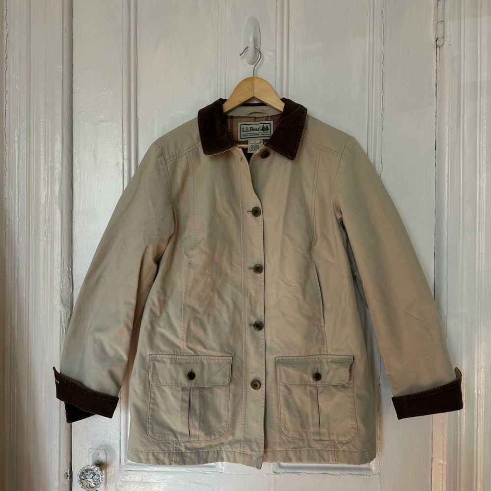 ***SOLD*** L.L. Bean Women's Tan Jacket with Corduroy Accents